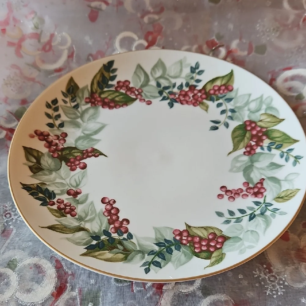 Elegant Holiday Floral Dinner Plate with Gold Rim From Restoration Hardware.